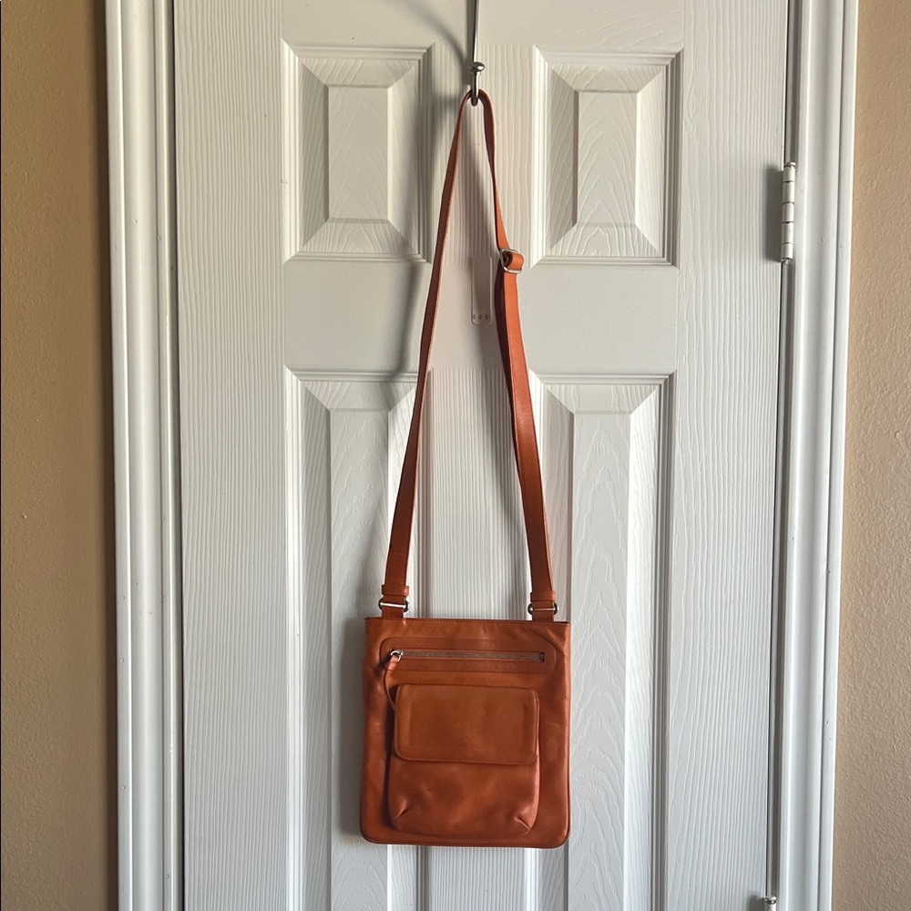 Orange Leather Crossbody Bag